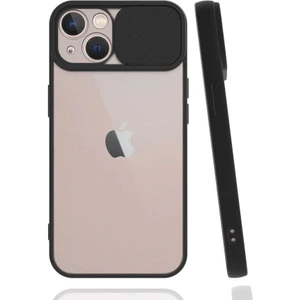 Apple iPhone 13 Mini Kılıf Lens Sürgülü Kamera Korumalı Silikon - Siyah