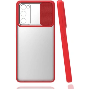 Galaxy S20 Fe Kılıf Lens Sürgülü Kamera Korumalı Silikon - Kırmızı