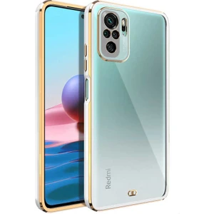 Xiaomi Redmi Note 10S Kılıf Parlak Detaylı Kamera Korumalı Silikon - Beyaz