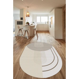 Woolly Halı Parmak Izi Desenli Krem Halı (Makinada Yıkanabilir Kaymaz Dot Taban) - WL1346