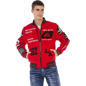 Cipo & Baxx CJ274 Nakışlı Kaşe Kırmızı Kolej Mont