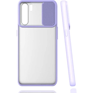 Oppo Reno 3 Kılıf Lens Sürgülü Kamera Korumalı Silikon - Lila