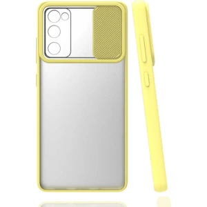 Galaxy S20 Fe Kılıf Lens Sürgülü Kamera Korumalı Silikon - Sarı