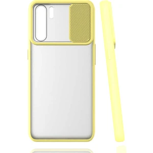 Oppo Reno 3 Kılıf Lens Sürgülü Kamera Korumalı Silikon - Sarı