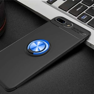 Apple iPhone 8 Plus Kılıf Yüzüklü Silikon Range - Siyah-Mavi