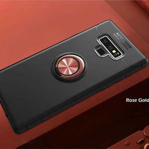 Galaxy Note 9 Kılıf Yüzüklü Silikon Range - Siyah-Rose Gold