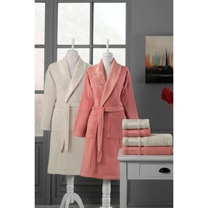 Pamuklu 6 Parça Aile Bornoz Seti-Dory Kiremit Bej