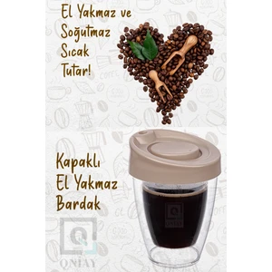 Çift Cidarlı Espresso Lungo Kahve Bardağı Kapaklı El Yakmaz Bardak Americano Latte Coffe Çay Ev Ofis Kamp Seyahat Çift Çidarlı Bardak Termos