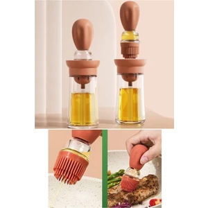 Hazneli Silikon Yağ Sos ve Yumurta Fırçası Yağ Fırçası Yağ Şişesi 180 ml