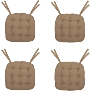 4'lü Pofidik Natura 40 x 40 cm Oval Bağcıklı Sandalye Minderi Seti - Camel