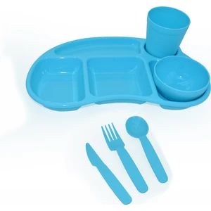 Melkan Home Çocuk Tabldot Kahvaltılık 5 Bölmeli Tabldot Set Kase Bardak Çatal Bıçak Kaşık Set