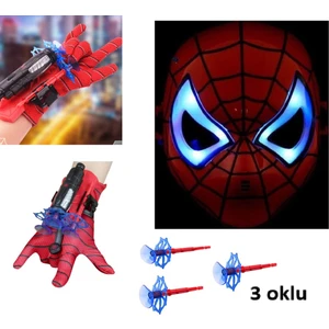 Lrs Store Örümcek Adam Maske ve Ağ Atan Eldiven 3 Vantuzlu Yüksek Kalite