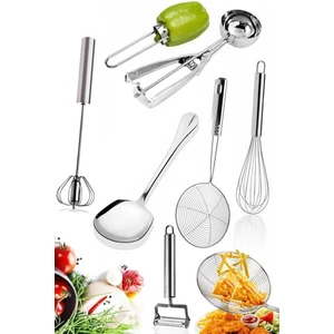 Tilbe Home Dondurma Kaşığı Çelik Yumurta Çırpıcı Servis Kaşığı  Biber Oyucu Kevgir Kepçe Patates Soyucu