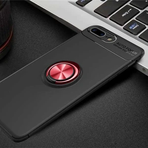 Apple iPhone 8 Plus Kılıf Yüzüklü Silikon Range - Siyah-Kırmızı