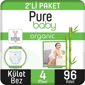 Pure Baby Organik Bambu Özlü Külot Bez 2'li Paket 4 Numara Maxi 96 Adet