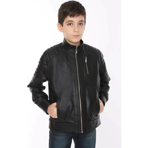 Deri Siyah Fermuarlı Erkek Deri Mont