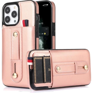 Szykd iPhone 11 Pro Max Için Cüzdan Tasarımlı Deri Telefon Kılıfı - Pembe (Yurt Dışından)