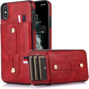 Szykd iPhone Xr Için Cüzdan Tasarımlı Deri Telefon Kılıfı - Kırmızı (Yurt Dışından)