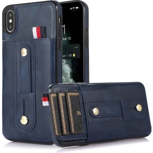 Szykd iPhone Xr Için Cüzdan Tasarımlı Deri Telefon Kılıfı - Koyu Mavi (Yurt Dışından)