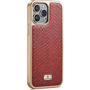 Fierre Shann iPhone 11 Için Yılan Derisi Dokulu Telefon Kılıfı - Kırmızı (Yurt Dışından)