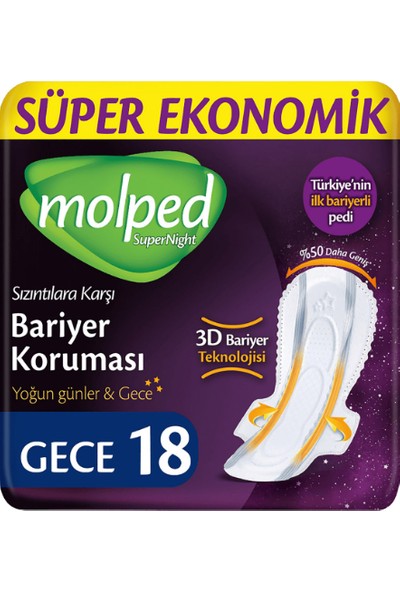 Molped Supernight Uzun Süper Ekonomik Ped 18 li