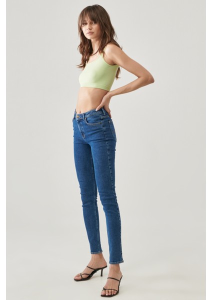 Kadın Forever Skinny Fit Dar Kesim Yüksek Bel Jean Kot Pantolon