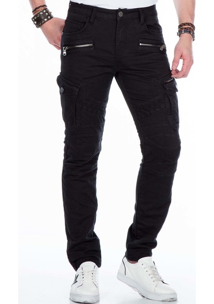 CD424 Kargo Cepli Dar Paça Siyah Erkek Pantolon indirimleri