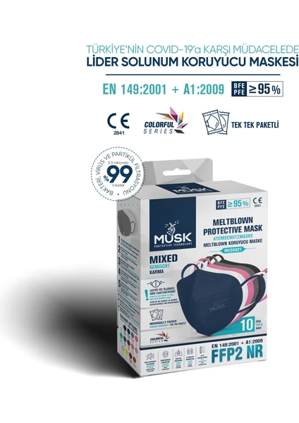 FFP2/ N95 Maske Mix  Renk 20 Adet