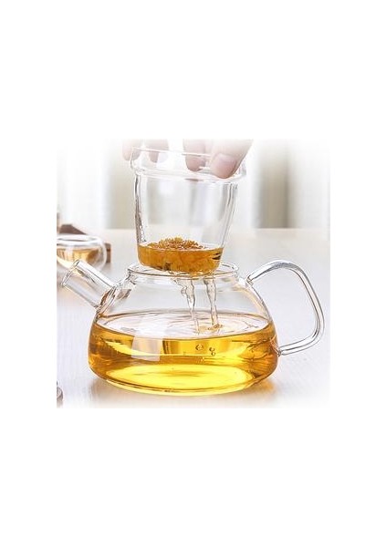 Çaydanlık Isıya Dayanıklı Cam Çaydanlık Bambu Kapak Filtre Astar Su Isıtıcısı Şık Çiçek Yeşil Çay Cam Çaydanlık Drinkware | Çaydanlıklar