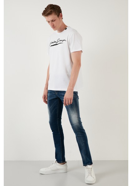 Yüksek Bel Slim Fit Dar Paça Pamuklu Jeans Erkek Kot Pantolon 629DSK001