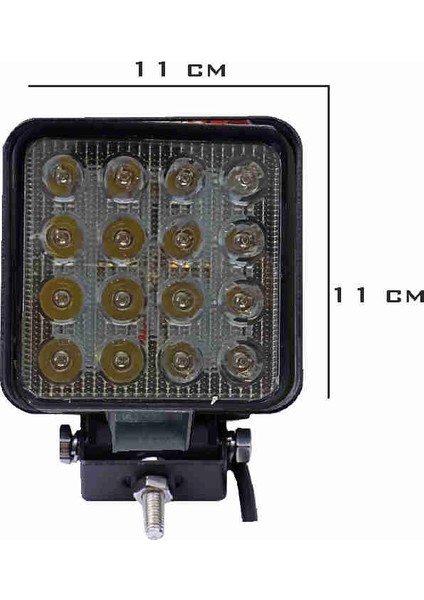 Off Road Sis Farı Sis Lambası 16 LED Kare 4'lü Paket