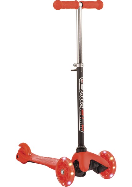 Athletiq Shinaro Mini Twister 3 Led Işıklı 3 Tekerli Yükseklik Ayarlı Scooter – Kırmızı