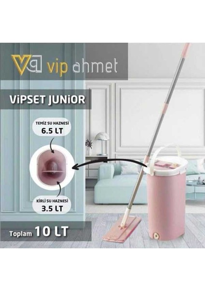 Vip Ahmet Vip Set Junior Mop Temizlik Seti + 4'lü Yedek Bez