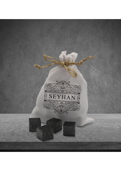 Gift Kişiye Özel Isimli Özel Kesesinde 12’li Doğal Granit Viski Soğutma Taşı Seti - Model 11 fiyatları