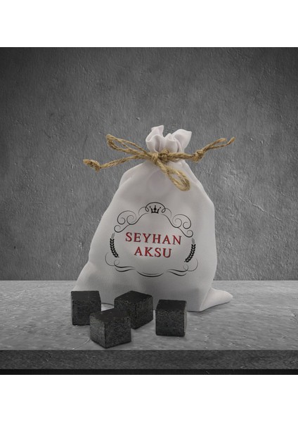 Gift Kişiye Özel Isimli Özel Kesesinde 12’li Doğal Granit Viski Soğutma Taşı Seti - Model 4 fiyatları