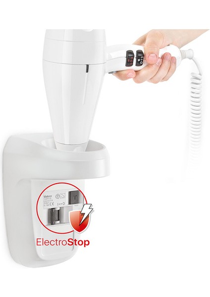 Silent Jet Protect 2000 Shaver White Ultra Sessiz Çıkarılabilir Metalik Filtreli Güvenli Traş Prizi Otel Tipi Saç Kurutma Makinesi. Beyaz