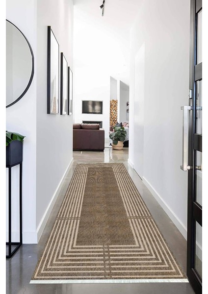 Dijital Baskılı Kaymaz Taban Yıkanabilir Modern Desenli Koridor Halısı Yolluk NHU-HY-1241