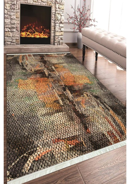 Baskılı Modern Desenli Kaymaz Tabanlı Yıkanabilir Şık Salon Halısı Mutfak Halısı ve Yolluk NH-HT-460