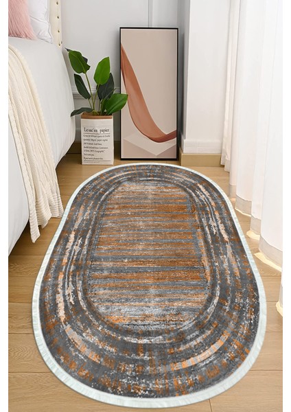 Dijital Baskılı Kaymaz Taban Yıkanabilir Oval Salon Halısı Mutfak Halısı ve Yolluk NHO-HY-1267