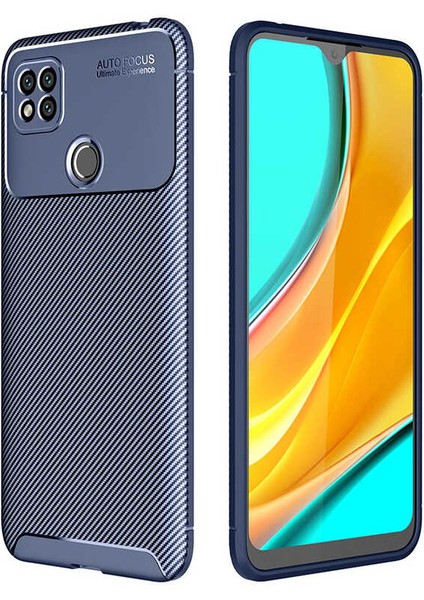 Xiaomi Redmi 9c Kılıf Karbon Dokulu Silikon - Lacivert