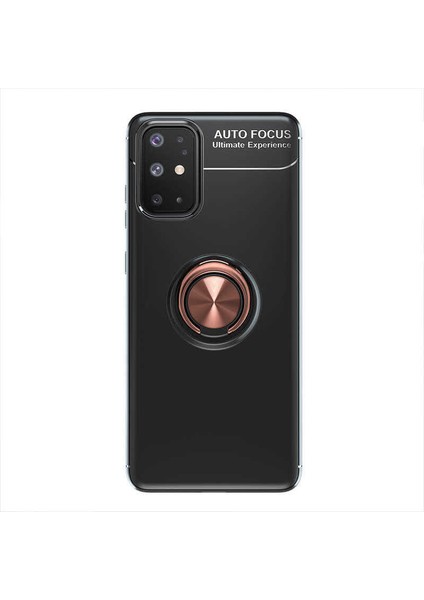 Galaxy A31 Kılıf Yüzüklü Silikon Range - Siyah-Rose Gold