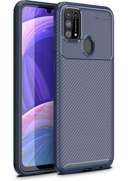 Galaxy M31 Kılıf Karbon Dokulu Silikon - Lacivert