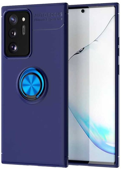 Galaxy Note 20 Ultra Kılıf Yüzüklü Silikon Range - Mavi