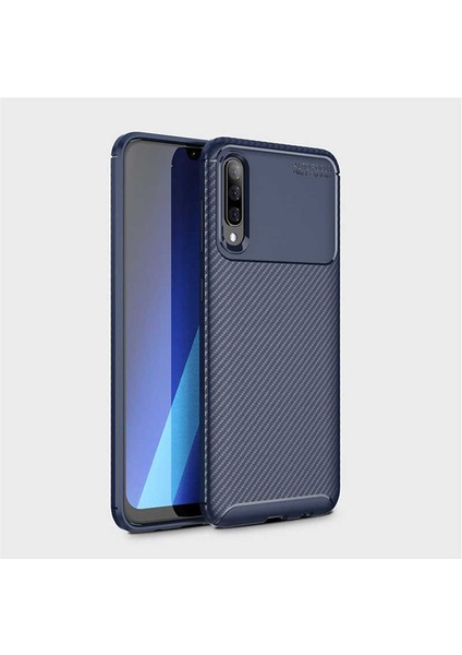 Galaxy A30S Kılıf Karbon Dokulu Silikon - Lacivert