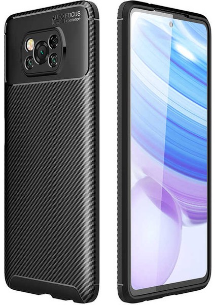 Xiaomi Poco X3 Kılıf Karbon Dokulu Silikon - Siyah