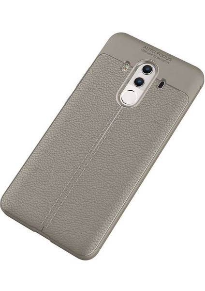 Huawei Mate 10 Pro Kılıf Deri Dokulu Kamera Korumalı Silikon - Gri