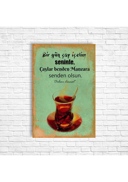 Çay Retro Ahşap Poster