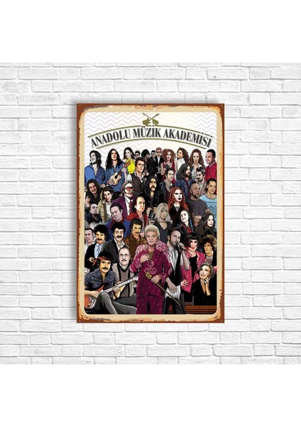 Anadolu Müzik Akademisi Yeşilçam Retro Ahşap Poster