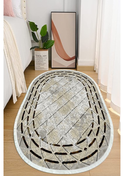 Dijital Baskılı Kaymaz Taban Yıkanabilir Oval Salon Halısı Mutfak Halısı ve Yolluk NHO-HY-1313
