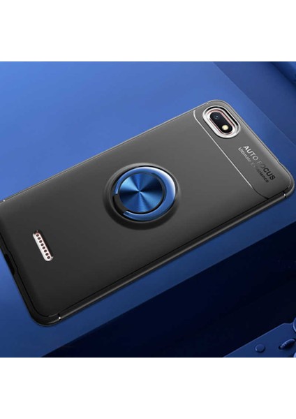 Xiaomi Redmi 6A Kılıf Yüzüklü Silikon Range - Siyah-Mavi